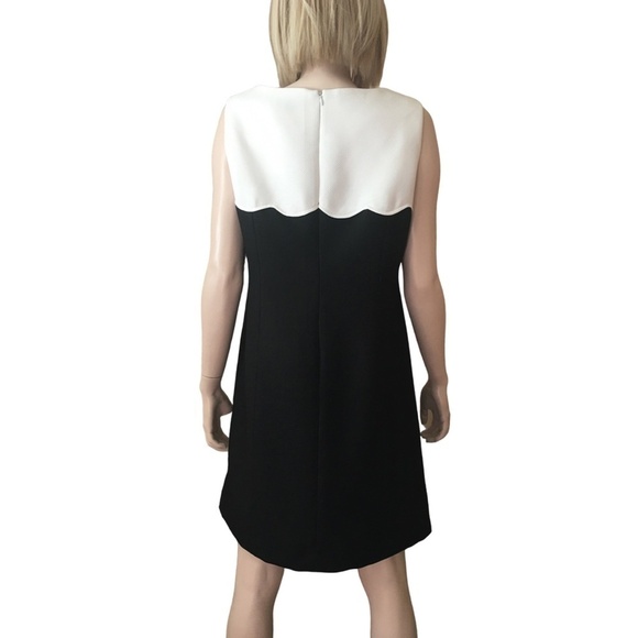 Tahari A. Levine Dress Sleeveless Boat Neck Scalloped Yoke Colour Block Shift - Picture 10 of 15